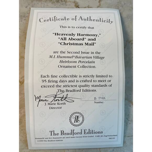 2 VTG M.I. Hummel Bavarian Village Christmas Ornaments, "Christmas Mail" - Picture 7 of 7